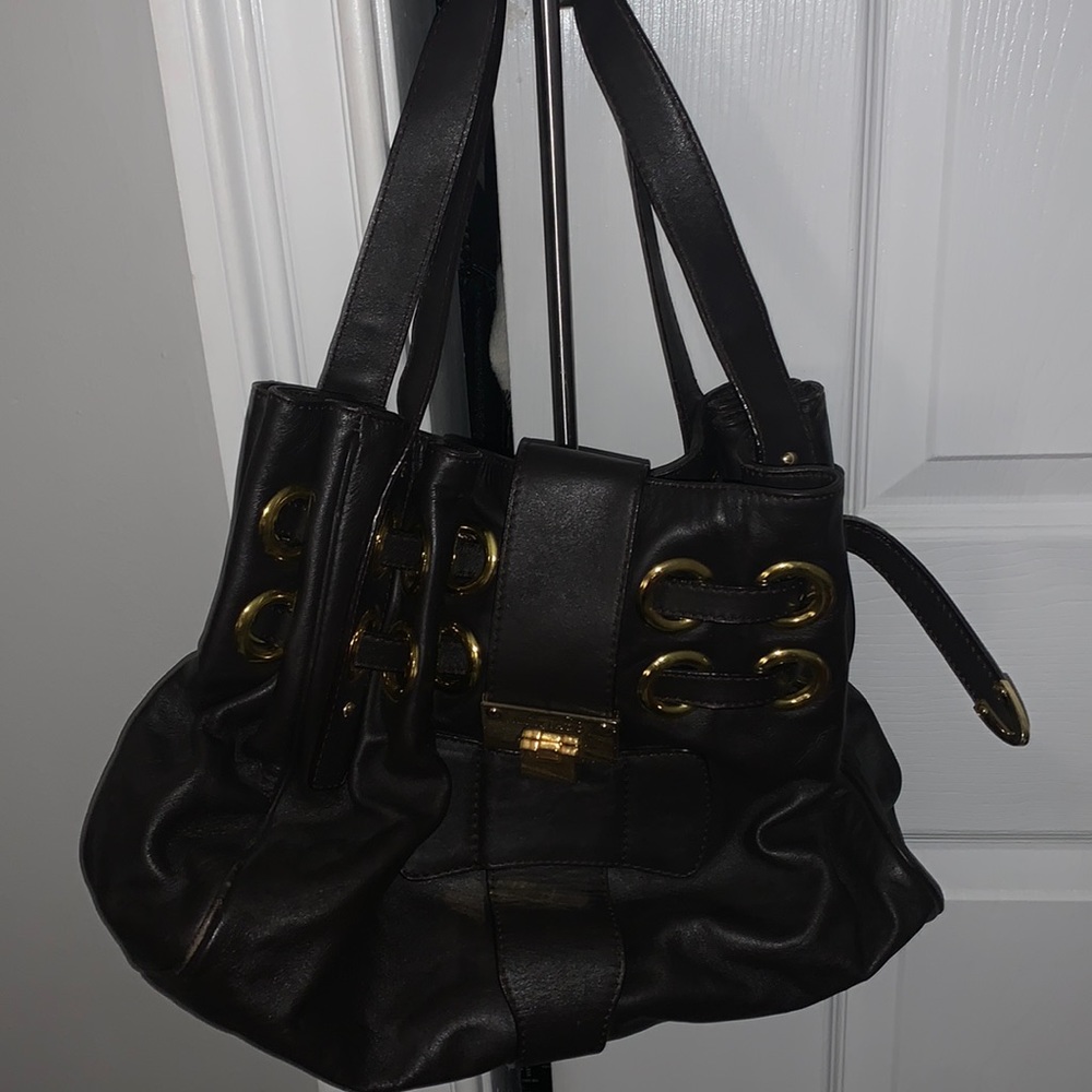 Jimmy Choo Ramona Bag in brown leather with gold hardware. Worn 3 times